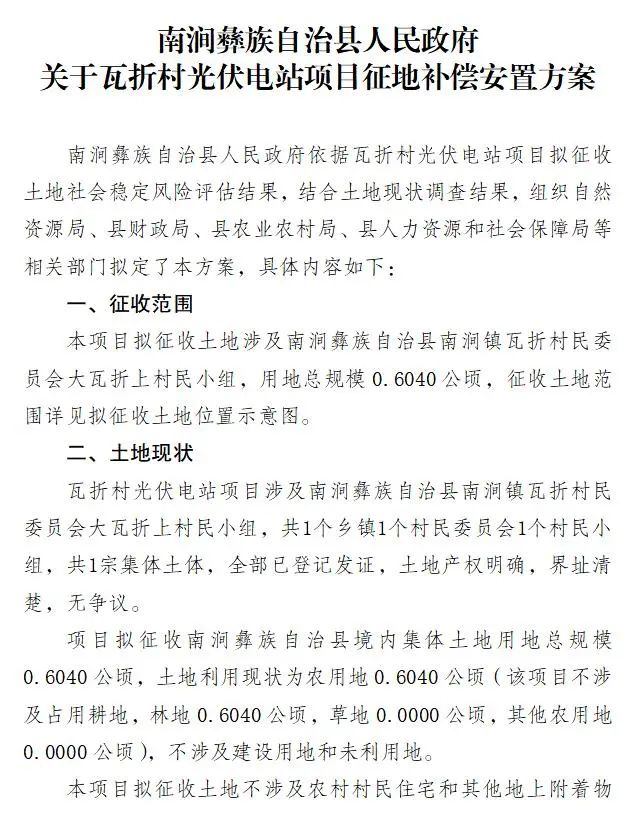 7920元/亩！云南某光伏电站项目征地补偿安置